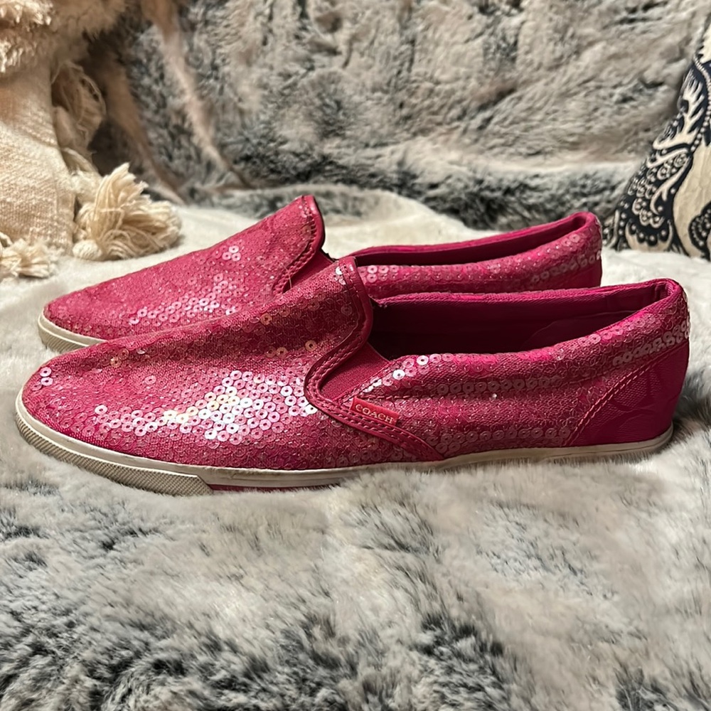 Coach kivy pink sequin slip on shoes in women’s 10B EU 42